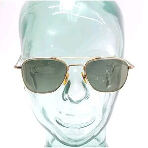 Vtg AO American Optical 12K GF 1/10 Gold Aviator Sunglasses FRAMES 63mm Cable